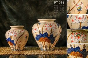 Vò tam giác men rạn sen màu