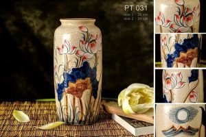Lọ phích men rạn sen màu