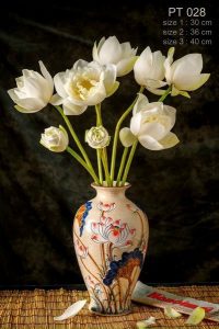 Bình búp sen men rạn sen màu