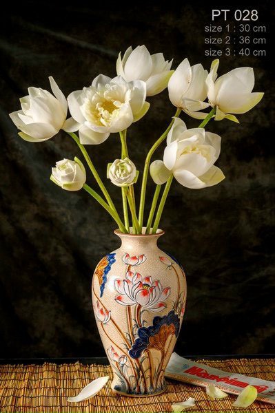 Bình búp sen men rạn sen màu