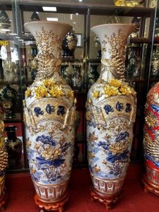 Lộc bình Phúc Lộc Thọ đắp nổi dát vàng