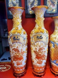 Lộc bình Phúc Đức đắp nổi dát vàng