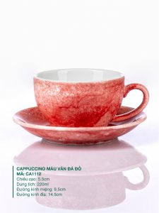 Cốc Cappuccino Màu Vân Đá Đỏ