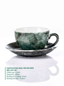 Cốc Cappuccino Màu Vân Đá Đen