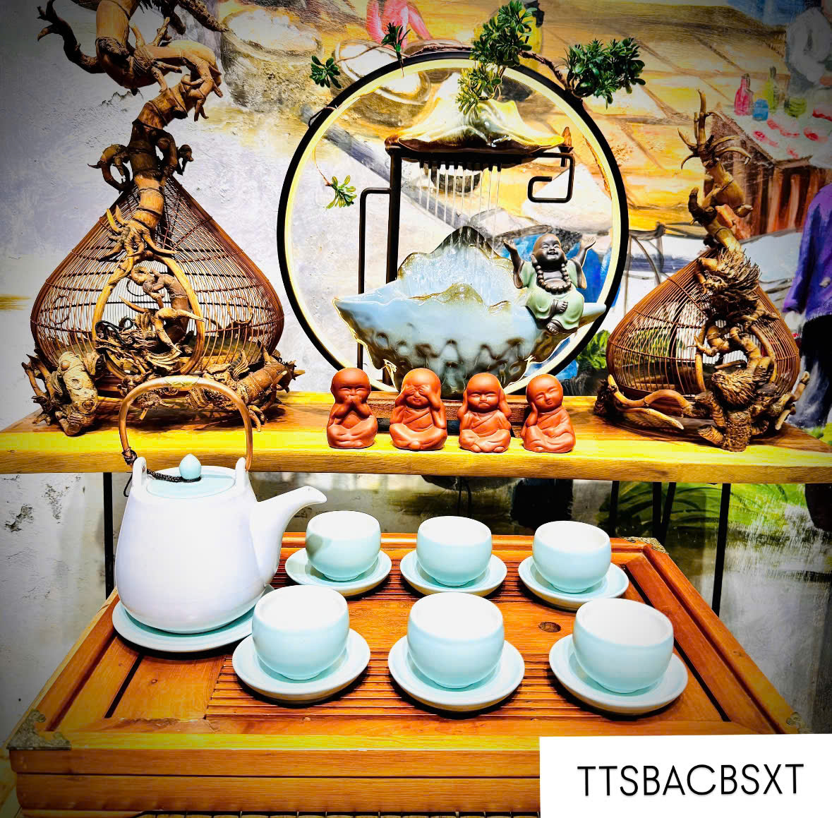 Bộ ấm chén xoan trắng