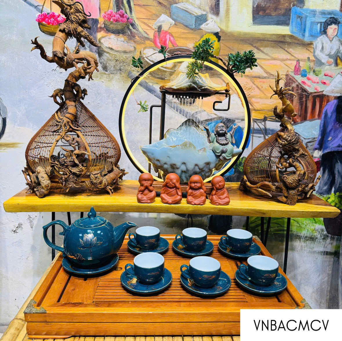 Bộ ấm chén sen vẽ chỉ vàng - Ảnh 5