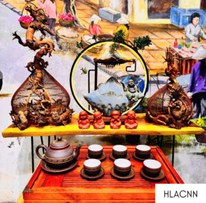 Bộ ấm chén trống đồng
