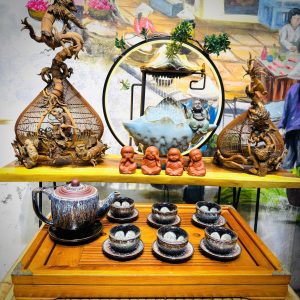 Bộ ấm chén men cẩm thạch