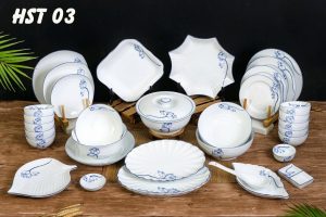 Bộ bát đĩa sen trắng 01