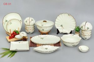 Bộ bát đĩa chấm bi 02