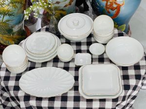 Set Bát Đĩa Trắng Chỉ Vàng 03