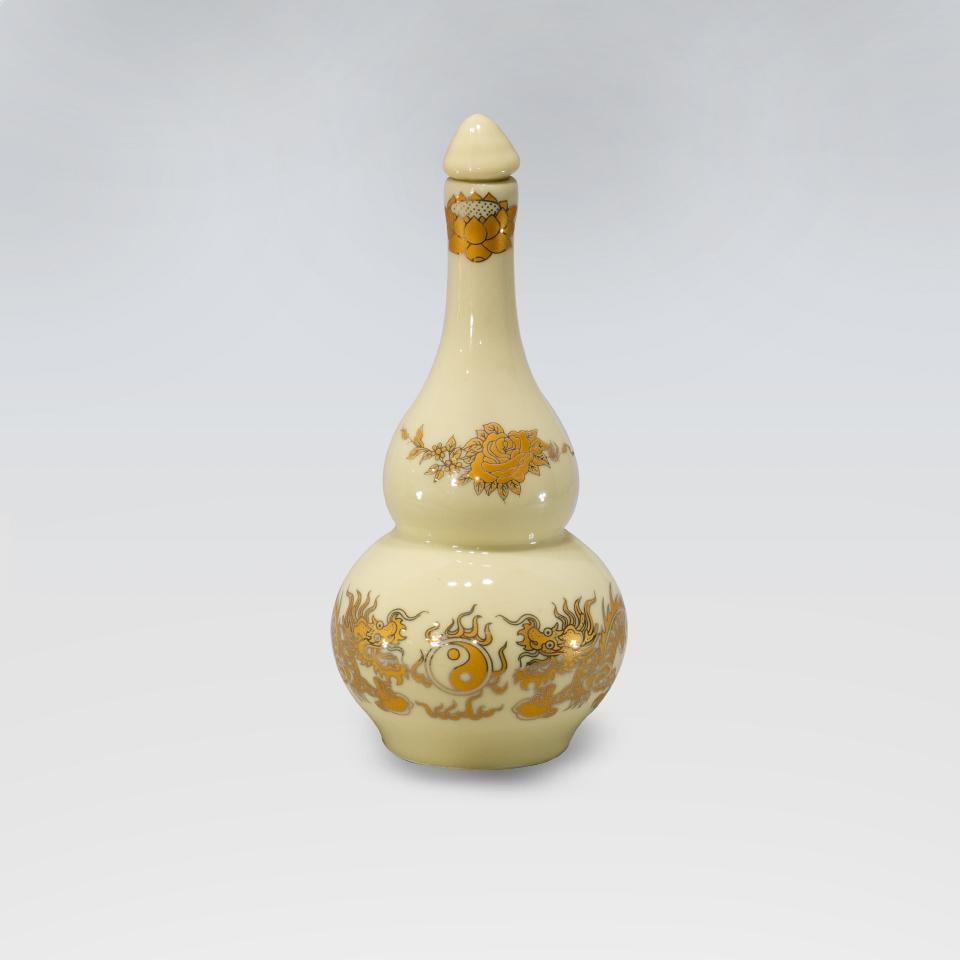 Nậm rượu 2 bầu in vàng kim
