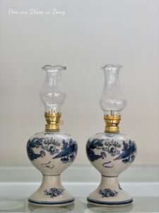Đèn dầu men rạn trơn