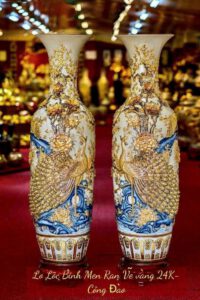 Lộc bình Phú quý trường xuân vẽ vàng 24k