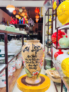 Gốm mộc viết thư pháp