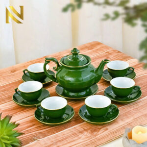 Bộ ấm chén xanh lá vàng kim