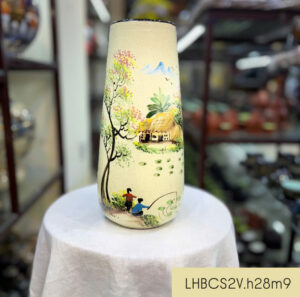 Lọ gốm vẽ làng quê
