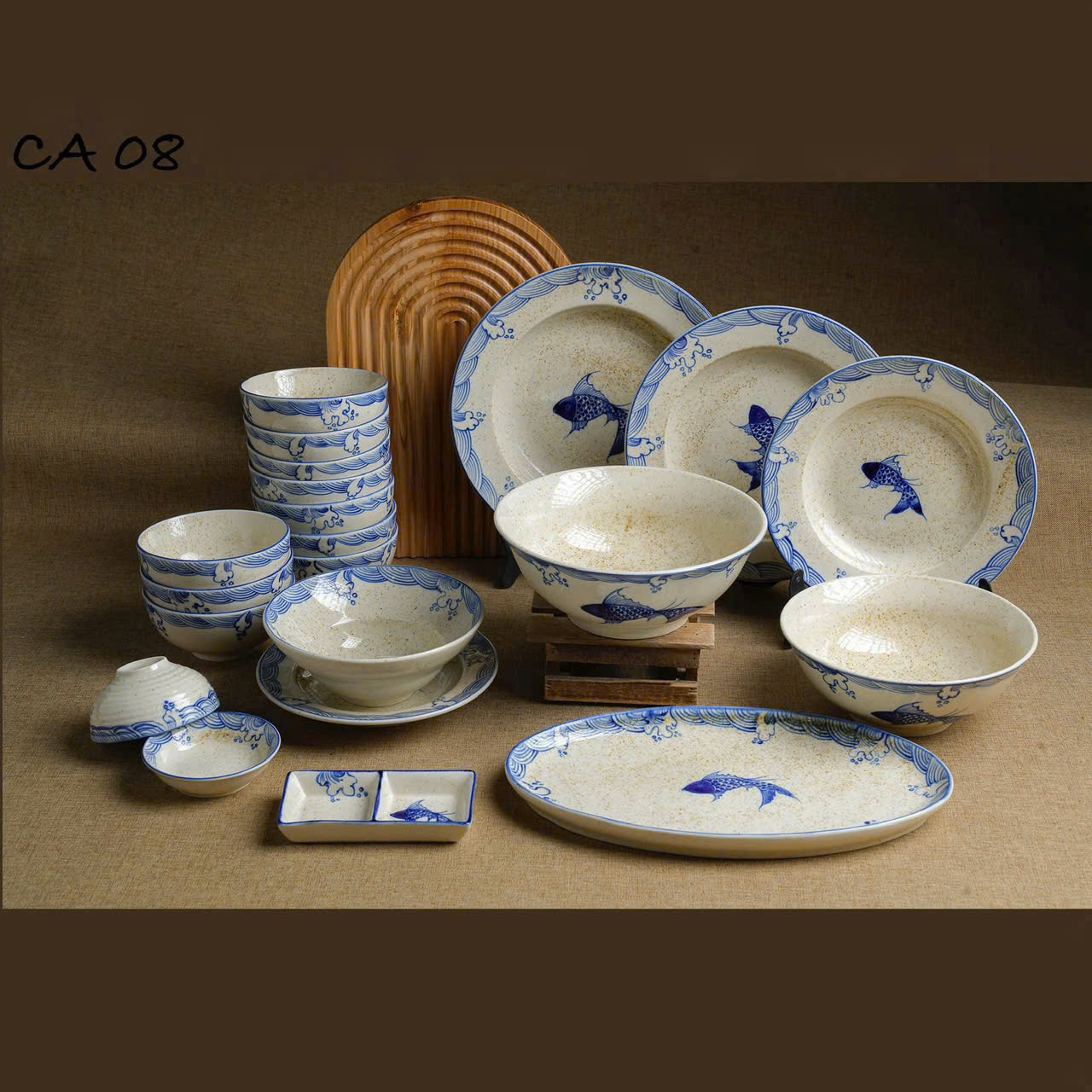 Bộ đồ ăn men tiêu vẽ cá - Ảnh 2
