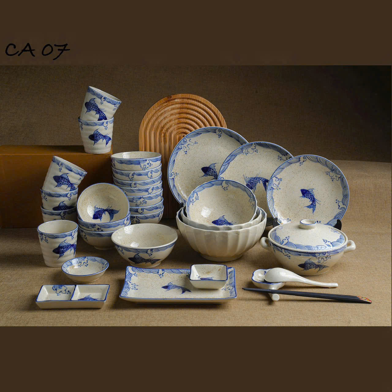 Bộ đồ ăn men tiêu vẽ cá - Ảnh 3